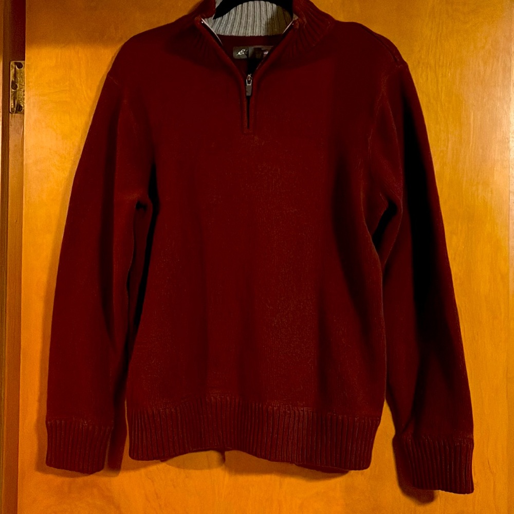 Eddie Bauer Zip Up Sweater, Color- Wine, Men’s Size L